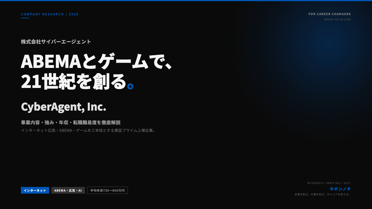 株式会社サイバーエージェントってどんな会社？事業内容・強み・年収・就職・転職難易度を徹底解説