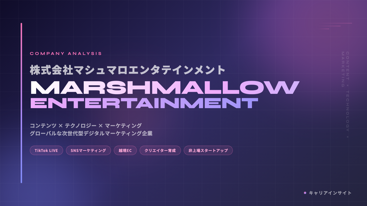 株式会社マシュマロエンタテインメントってどんな会社?事業内容・強み・年収・就職・転職難易度を徹底解説