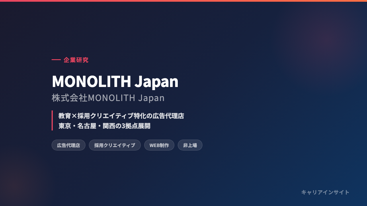 株式会社MONOLITH Japanってどんな会社？事業内容・強み・年収・就職・転職難易度を徹底解説
